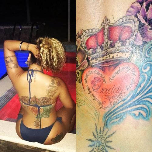 tameka tiny harris huge design back tattoo