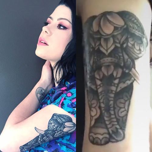tay jardine elephant arm tattoo
