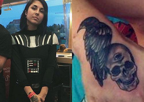 yasmine yousaf raven hand tattoo